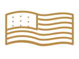 Bandeira dos Estados Unidos em traço dourado